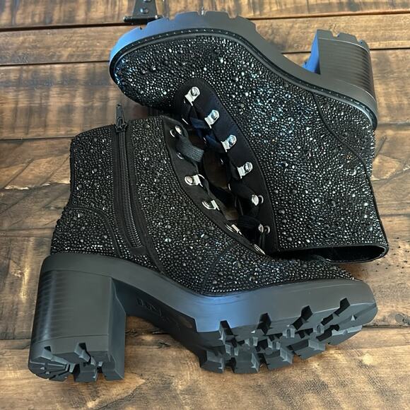 INC International Concepts Shada Embellished Lace-Up Boots Sparkle Bling NEW 5.5 - Picture 5 of 8